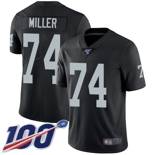 Men Oakland Raiders Limited Black Kolton Miller Home Jersey NFL Football #74 100th Season Vapor Jersey->oakland raiders->NFL Jersey